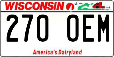 WI license plate 270OEM