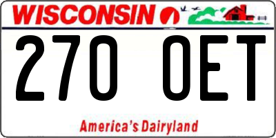 WI license plate 270OET