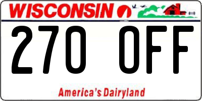 WI license plate 270OFF