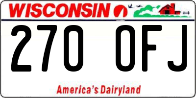 WI license plate 270OFJ