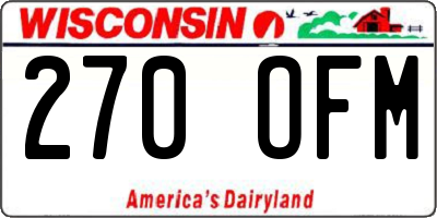 WI license plate 270OFM