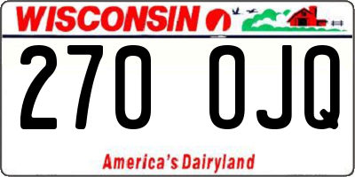 WI license plate 270OJQ