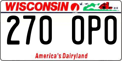 WI license plate 270OPO