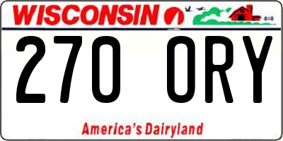 WI license plate 270ORY