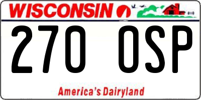 WI license plate 270OSP