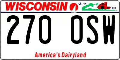 WI license plate 270OSW