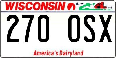 WI license plate 270OSX