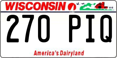 WI license plate 270PIQ