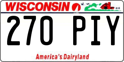 WI license plate 270PIY