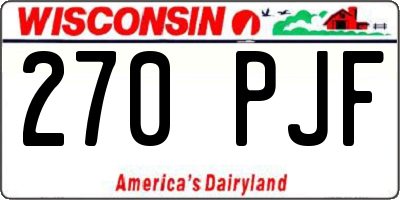 WI license plate 270PJF