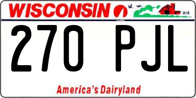 WI license plate 270PJL