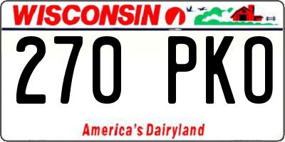 WI license plate 270PKO
