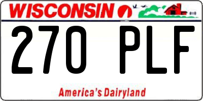 WI license plate 270PLF