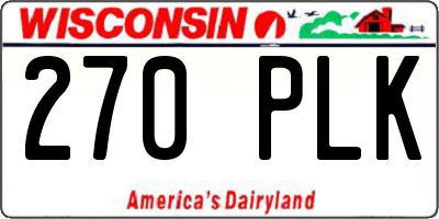 WI license plate 270PLK