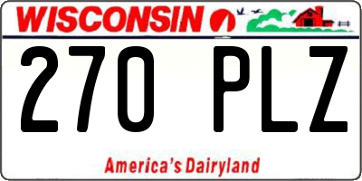 WI license plate 270PLZ