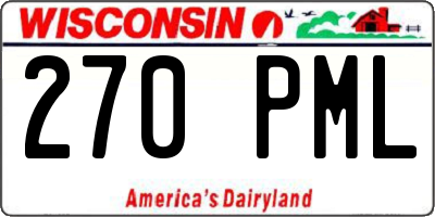 WI license plate 270PML