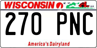 WI license plate 270PNC
