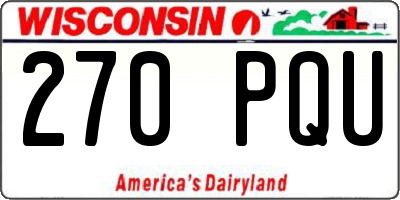 WI license plate 270PQU