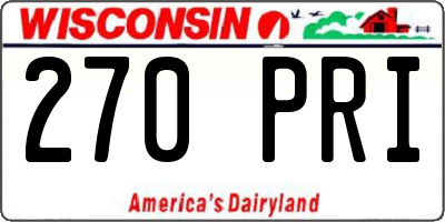 WI license plate 270PRI