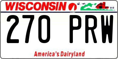 WI license plate 270PRW