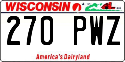 WI license plate 270PWZ