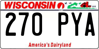 WI license plate 270PYA