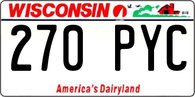 WI license plate 270PYC