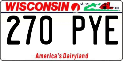 WI license plate 270PYE
