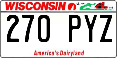 WI license plate 270PYZ
