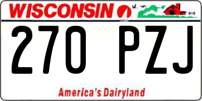WI license plate 270PZJ