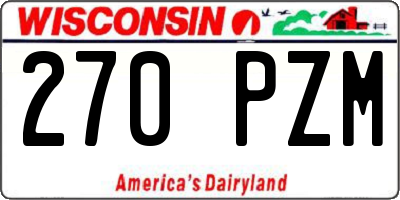 WI license plate 270PZM