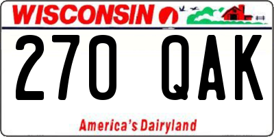 WI license plate 270QAK