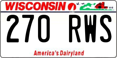 WI license plate 270RWS