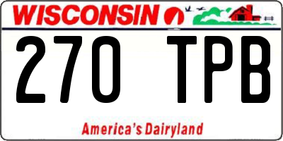 WI license plate 270TPB