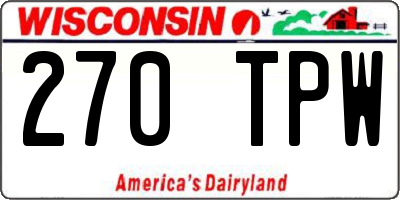 WI license plate 270TPW