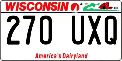 WI license plate 270UXQ