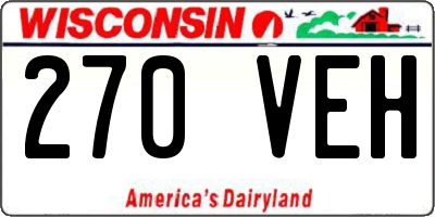 WI license plate 270VEH