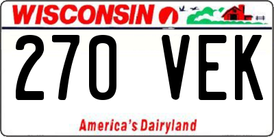 WI license plate 270VEK