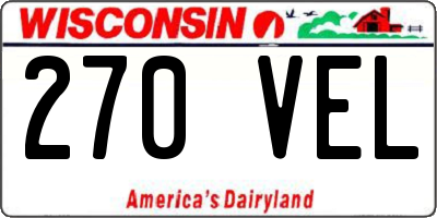 WI license plate 270VEL