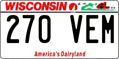WI license plate 270VEM