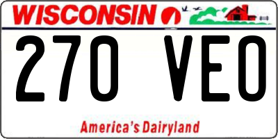 WI license plate 270VEO