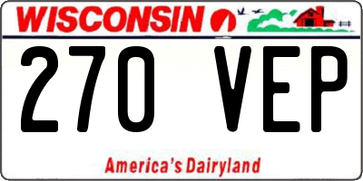 WI license plate 270VEP