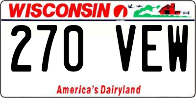 WI license plate 270VEW
