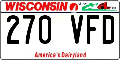 WI license plate 270VFD