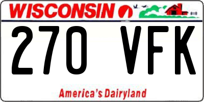 WI license plate 270VFK