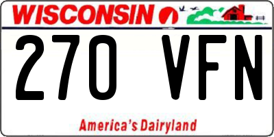WI license plate 270VFN