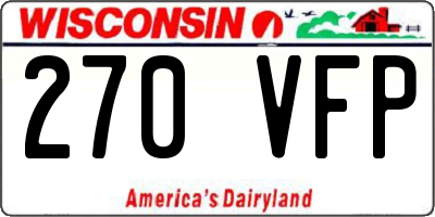 WI license plate 270VFP