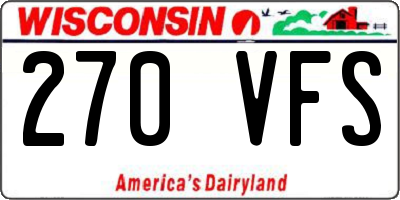 WI license plate 270VFS