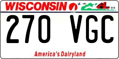 WI license plate 270VGC