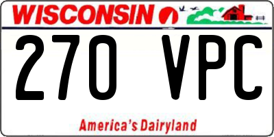 WI license plate 270VPC